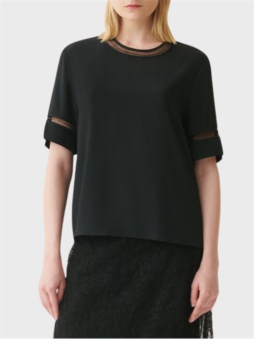 Short-sleeved silk-blend crêpe de Chine top FABIANA FILIPPI | TPD226F289L775825